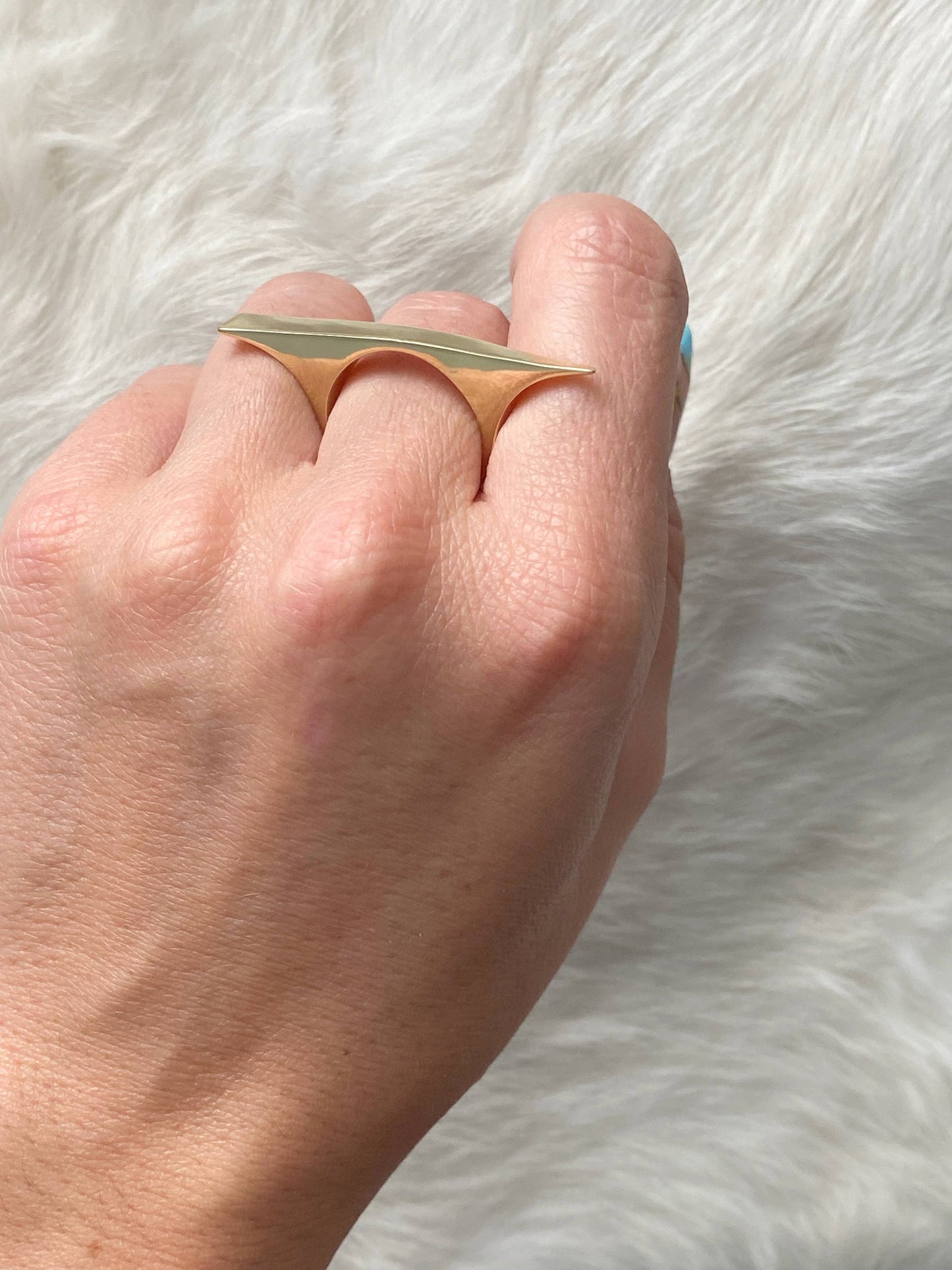 Brass Cross Finger Bar Ring