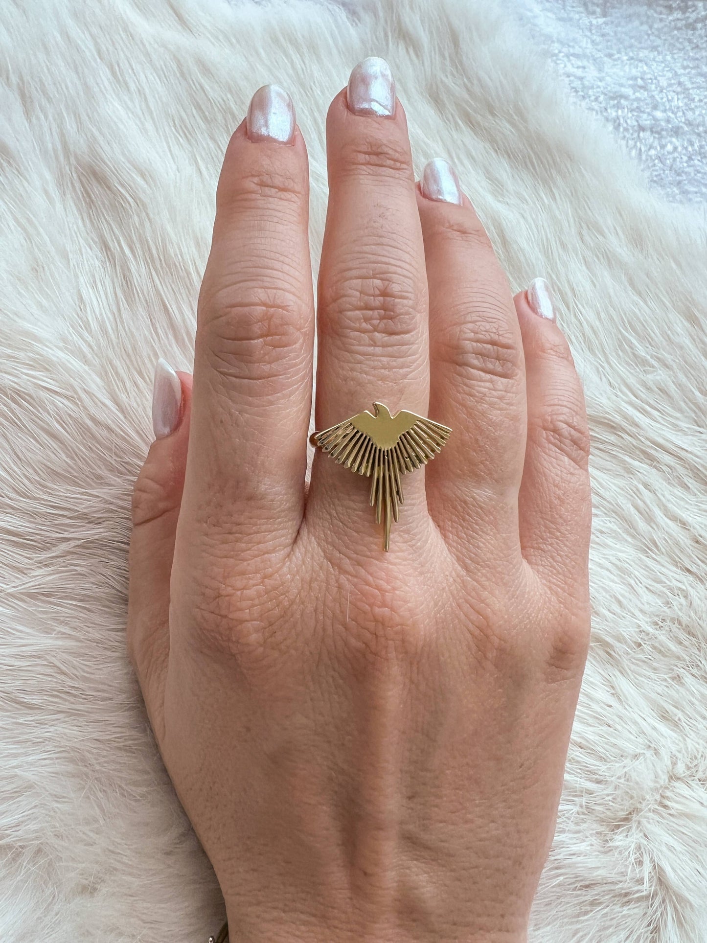 Brass Eagle Ray Ring