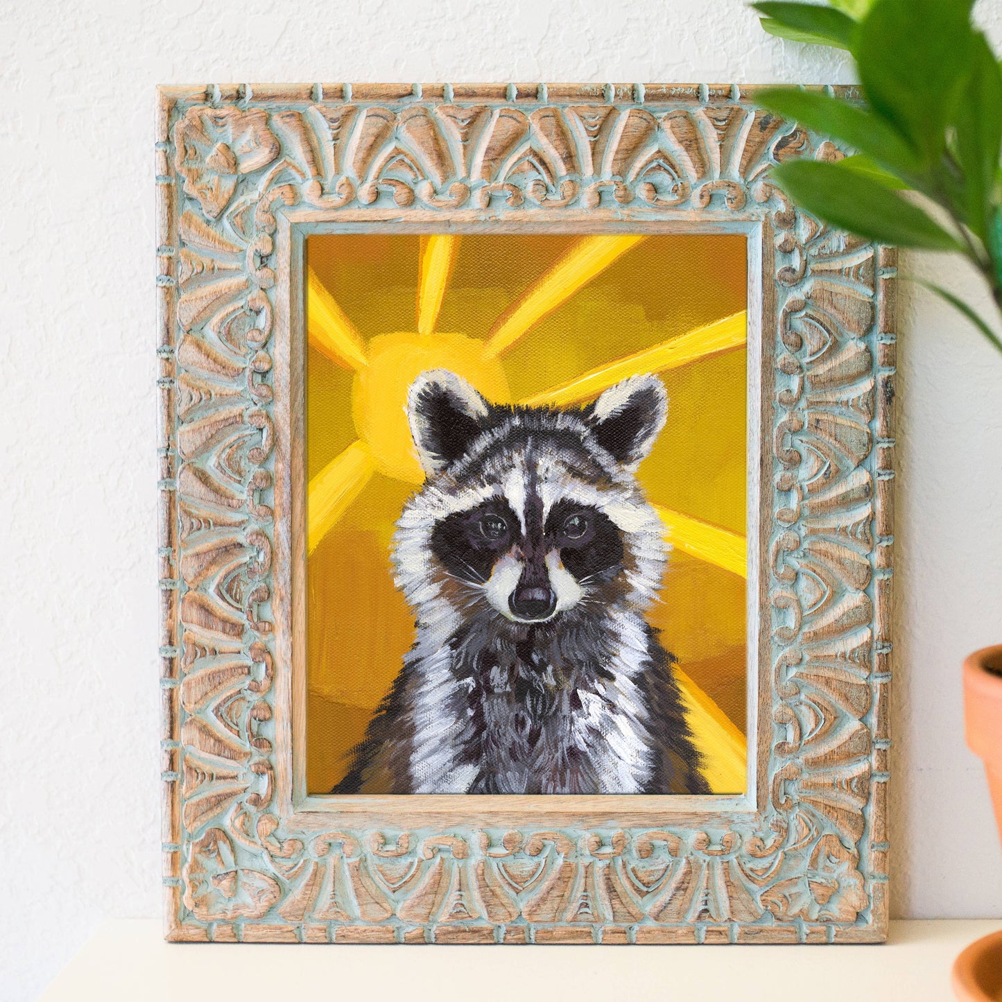 8" x 10" Baby Raccon and sunshine Fine Art Print