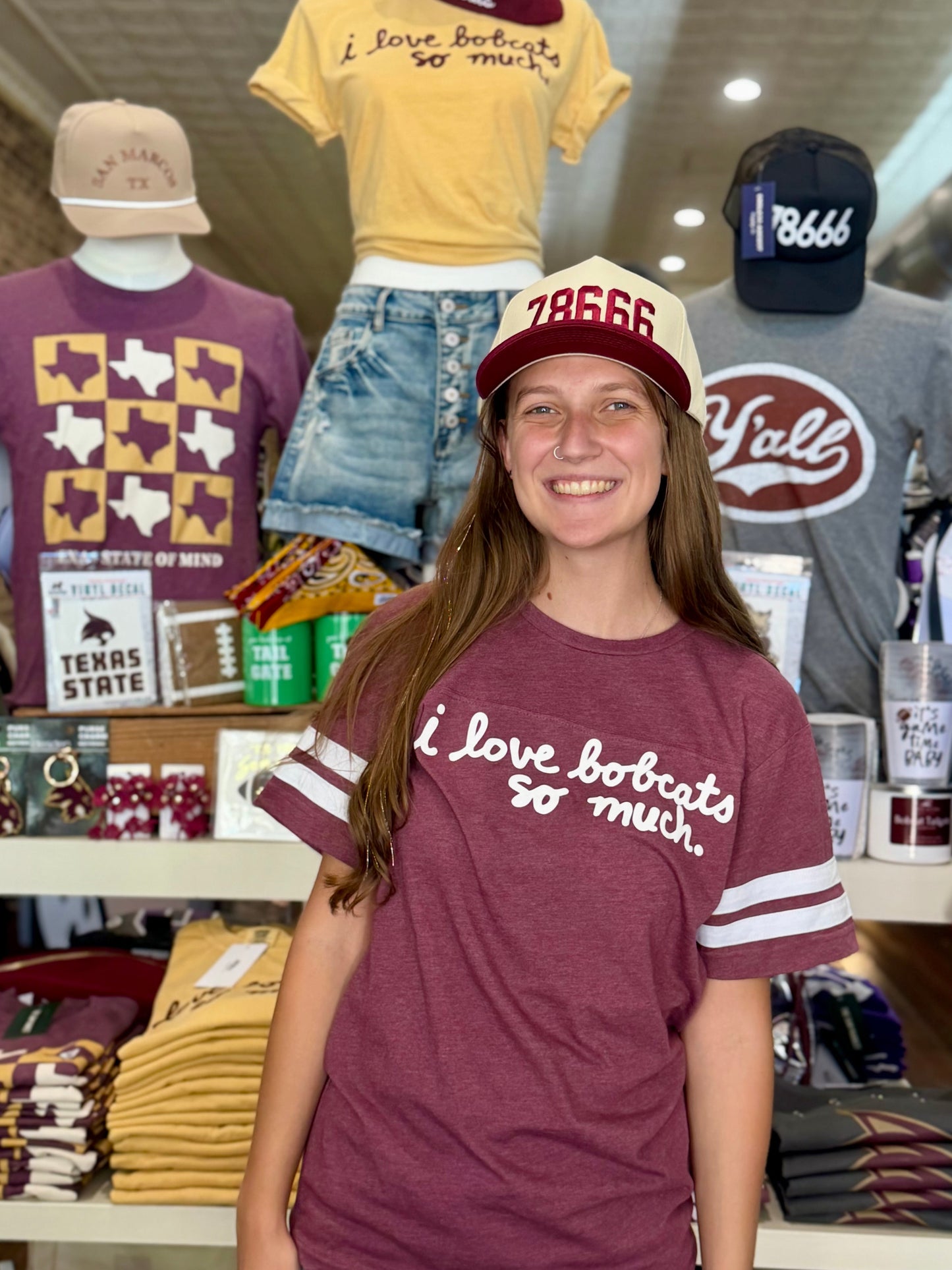 i love bobcats so much - Vintage Football Jersey in Maroon