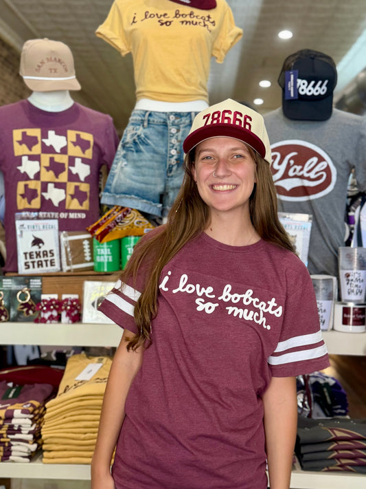 i love bobcats so much - Vintage Football Jersey in Maroon