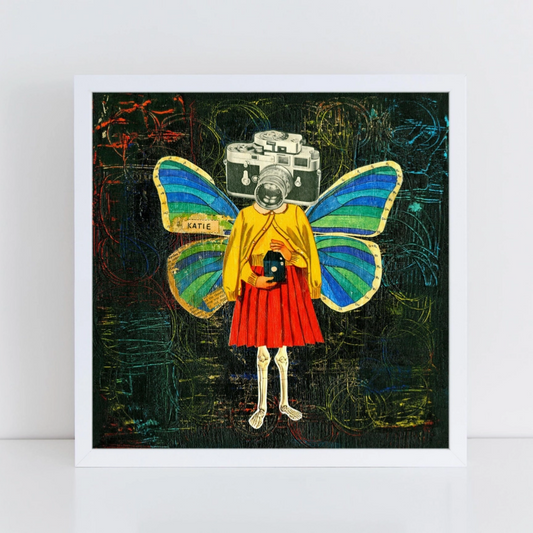 Butterfly Girl Collage Art Print // Surreal Home Decor