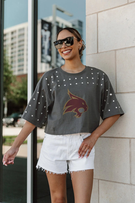 Gameday Texas State Rhinestone Cropped Tee