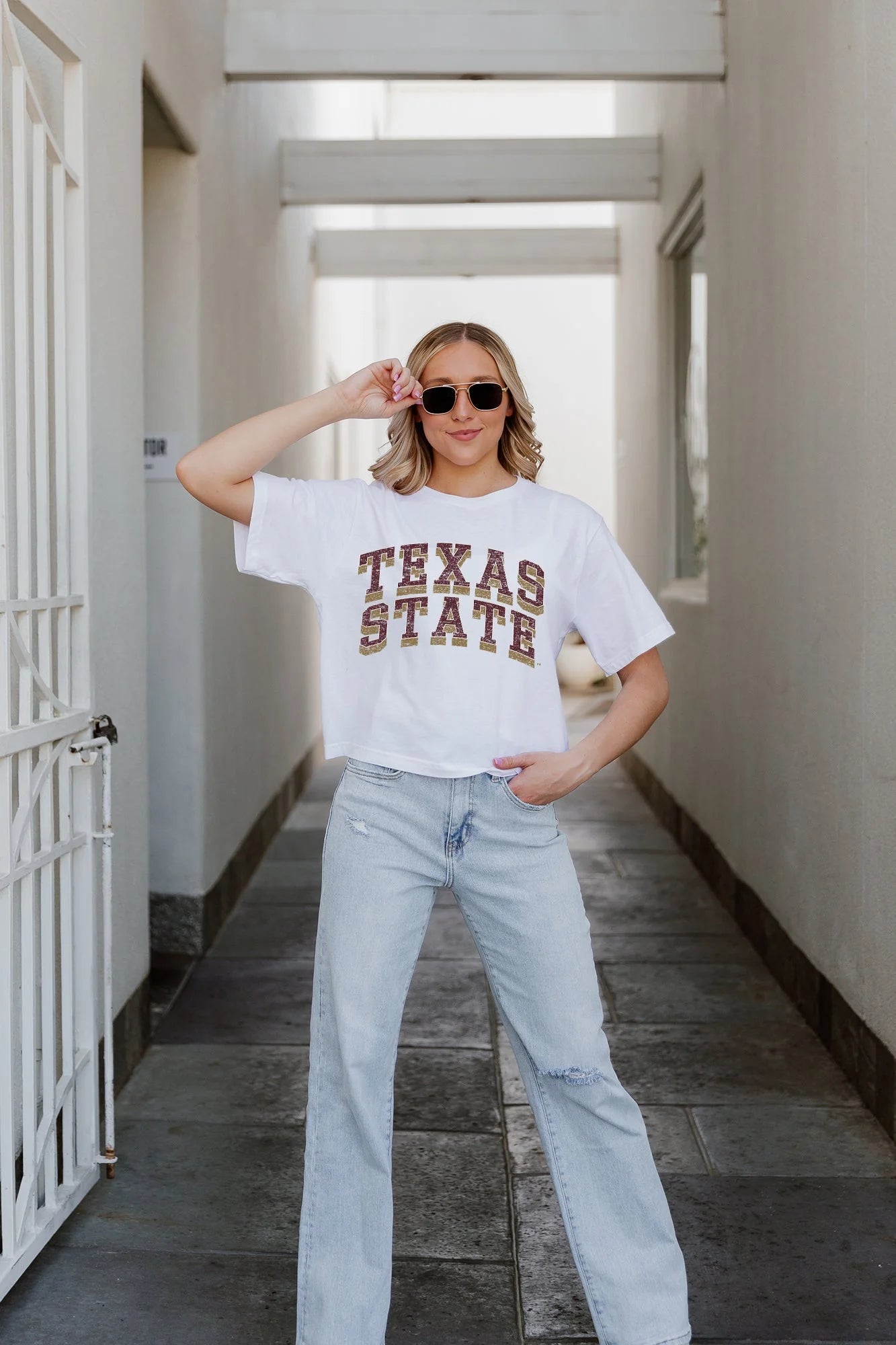 Gameday Texas State Boxy Fit Cropped Tee