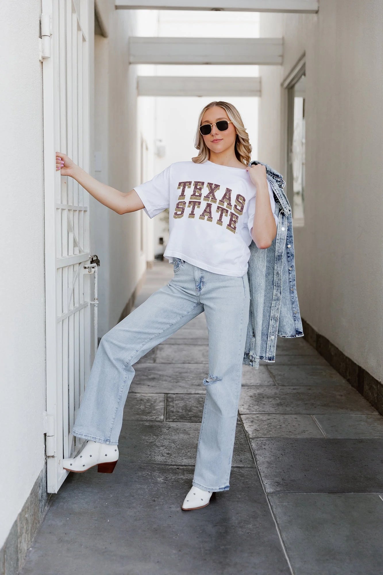 Gameday Texas State Boxy Fit Cropped Tee