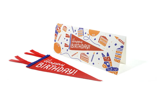 Happy Birthday! - Greeting Card & Matching Mini Pennant