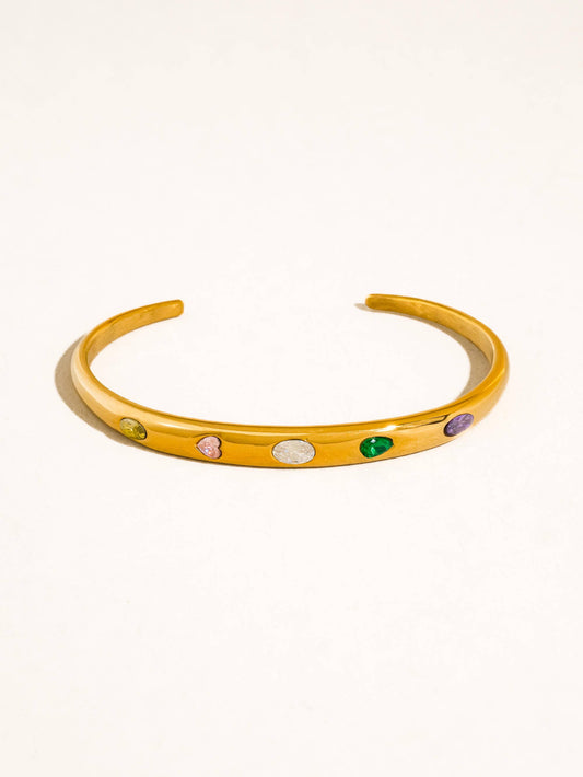 Juneau 18K Gold Non-Tarnish Multicolor CZ Bangle