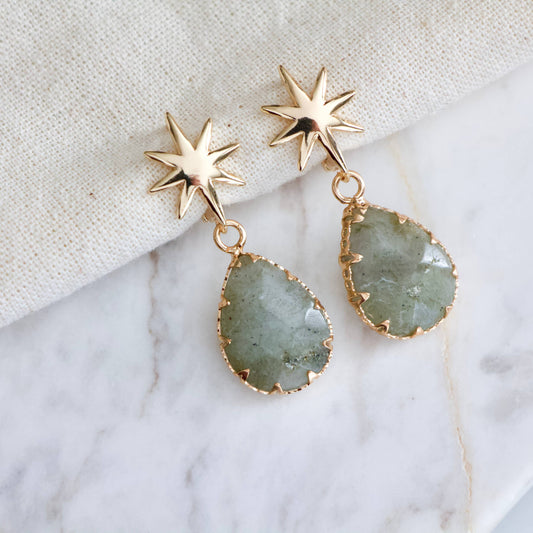 Labradorite Star Hoop Earrings