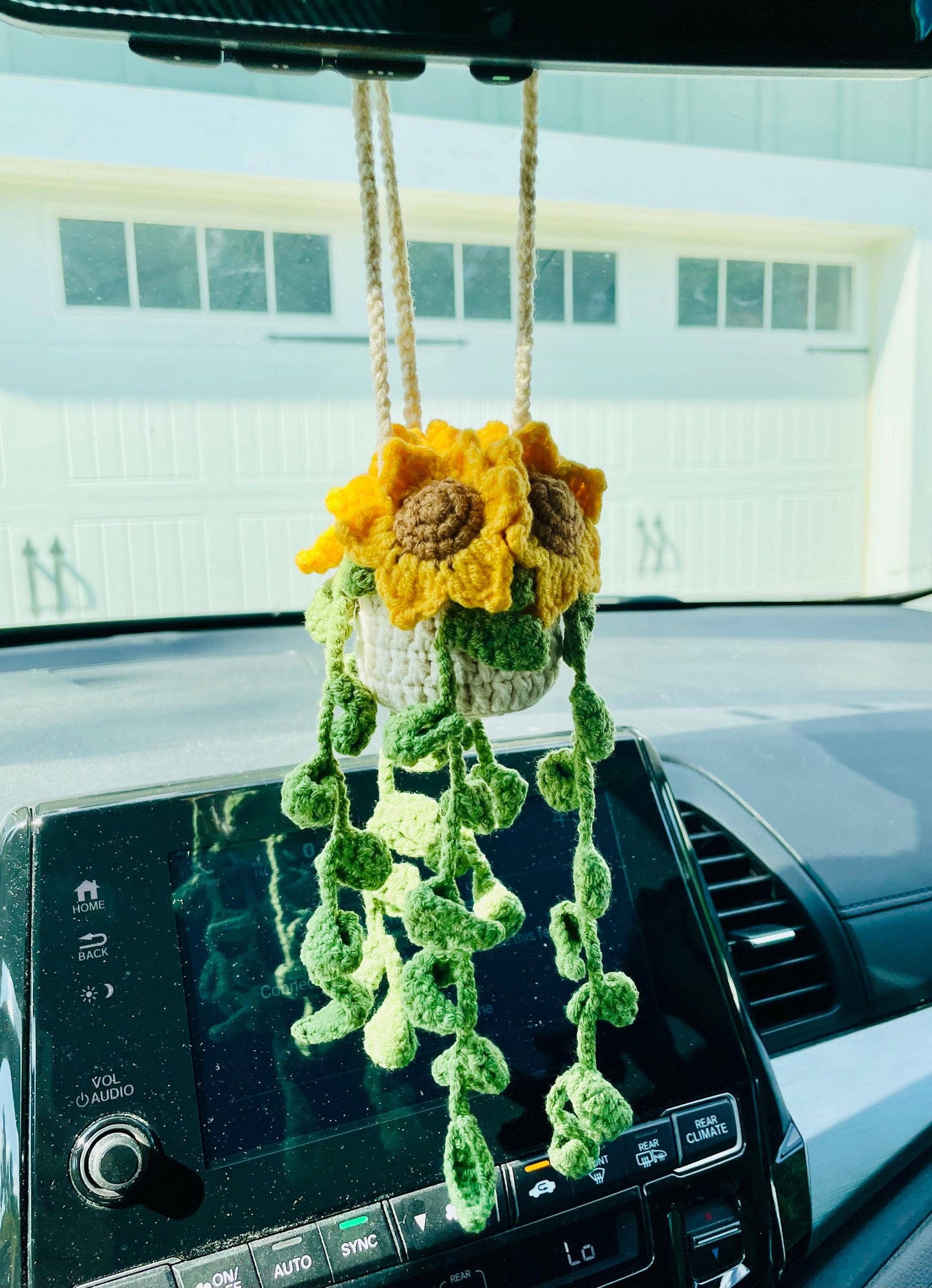 Crochet Monstera Car Hanging Plant, Rearview Mirror Plant