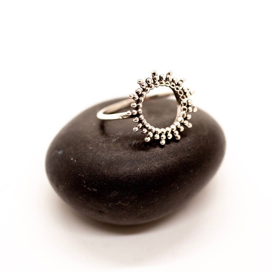Sterling Silver Open Circle Ray Ring