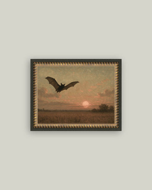 Bat at Dusk Framed Antique Art