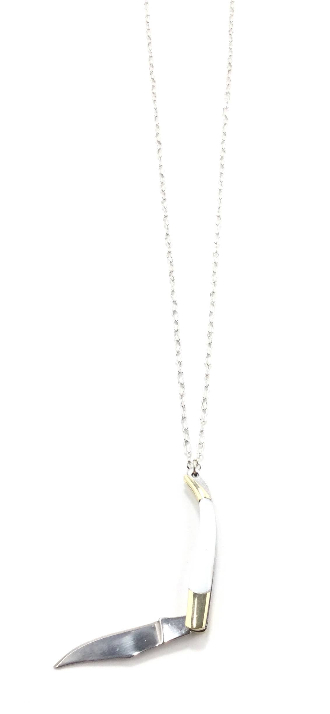 Pearl-Handled Folding Knife Necklace