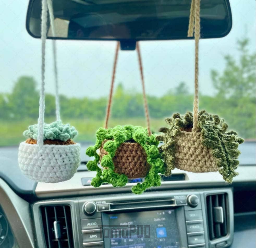 Crochet Succulent Plant Car Hanging Plant Crochet Car Plant