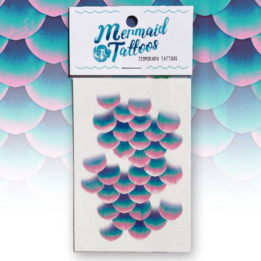 Medium Teal & Pink Mermaid Scale Temporary Tattoos