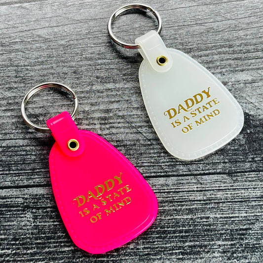 Daddy is a state of mind Saddle Keychain hot pink or glow
