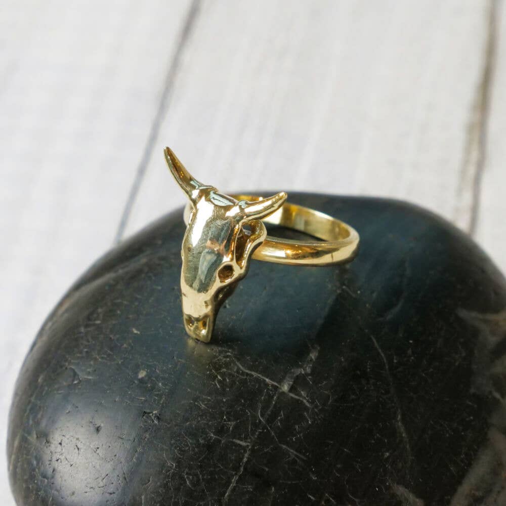 Brass Bull Skull Ring