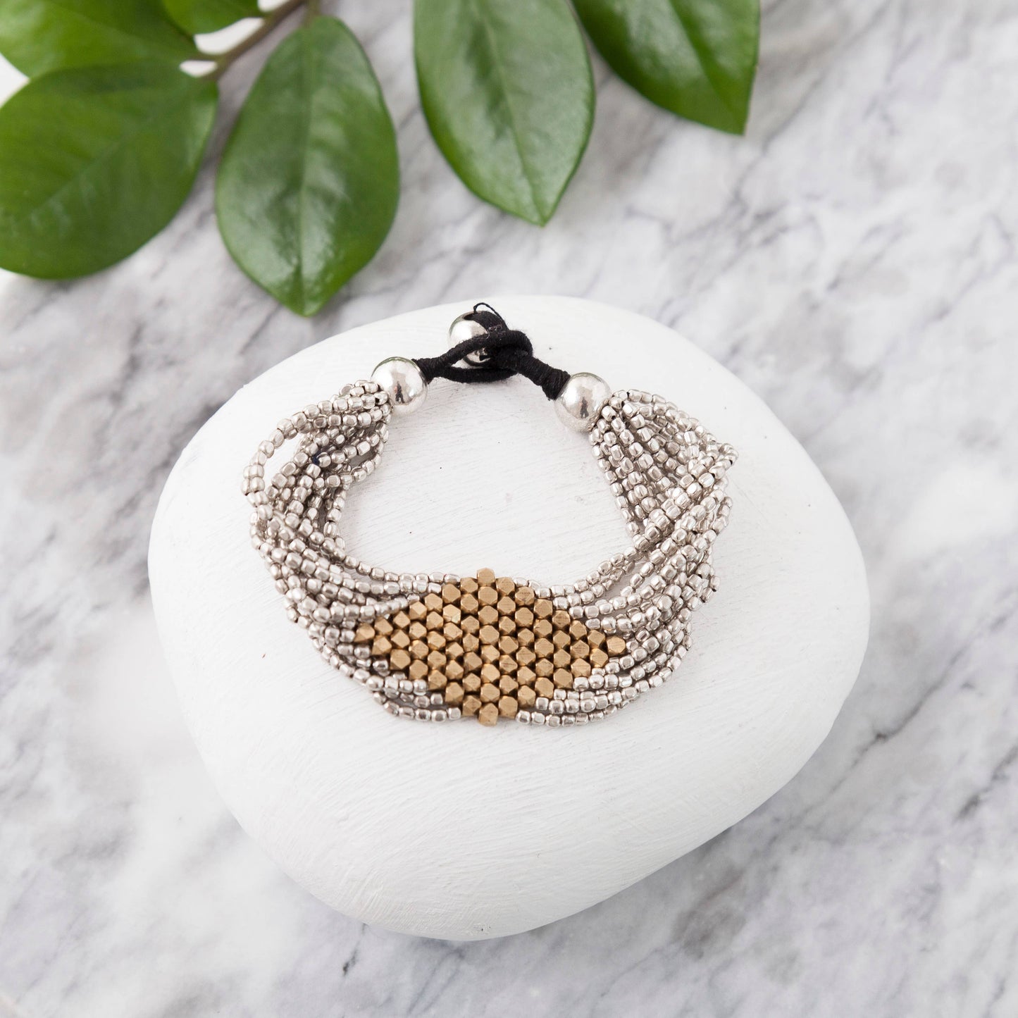 Two Tone Brass Diamond Bracelet