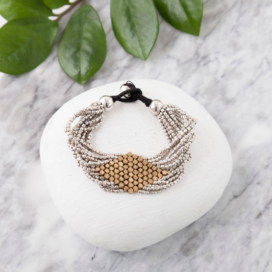 Two Tone Brass Diamond Bracelet