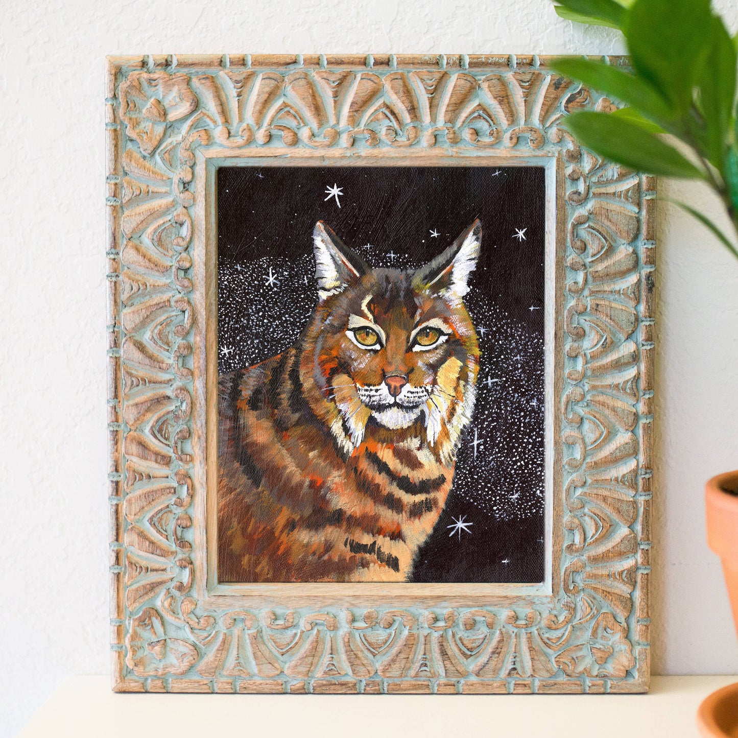 8" x 10" Bobcat and Celestial sky Fine Art print