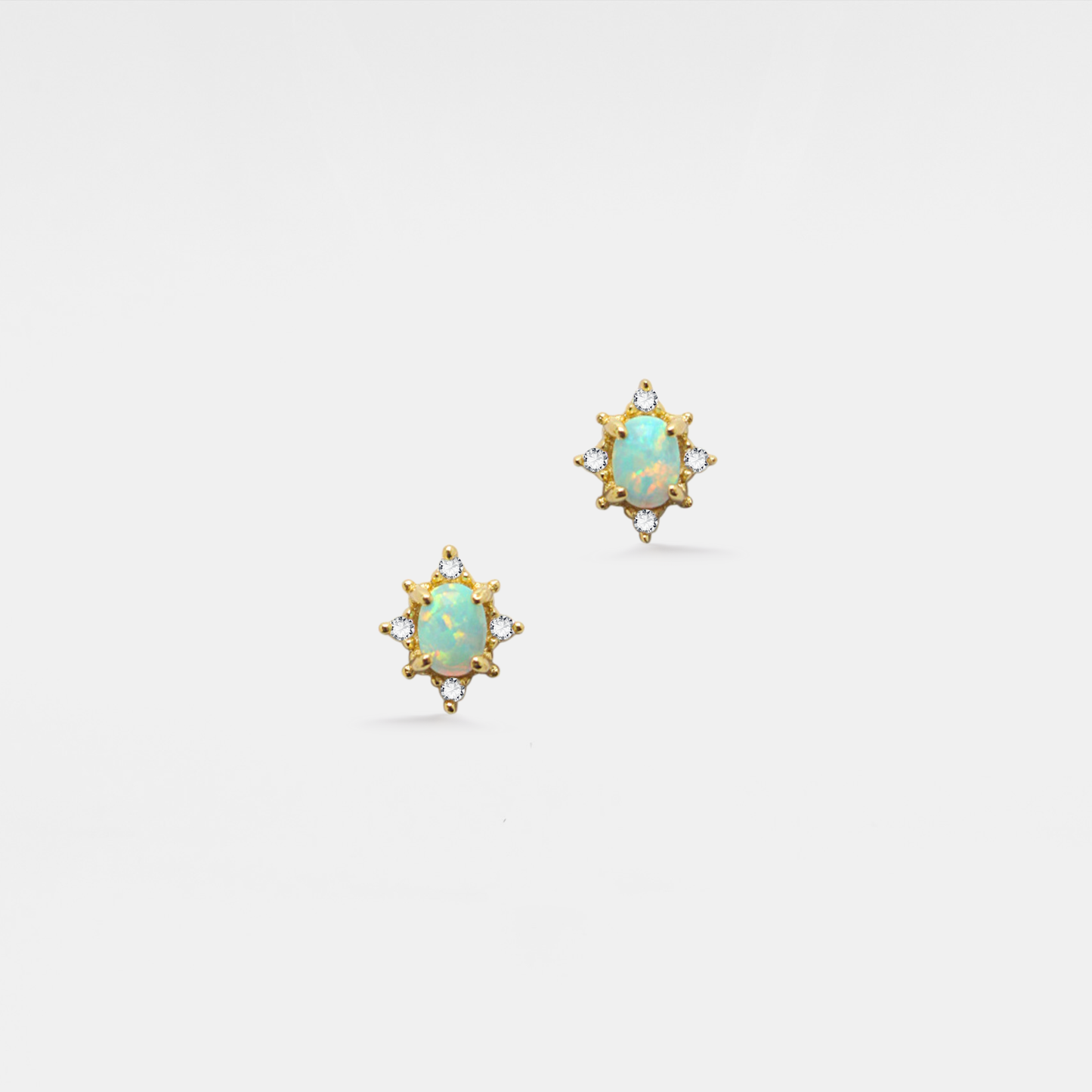 Tiny Vintage Opal Star Stud Earrings in 925 Sterling Silver