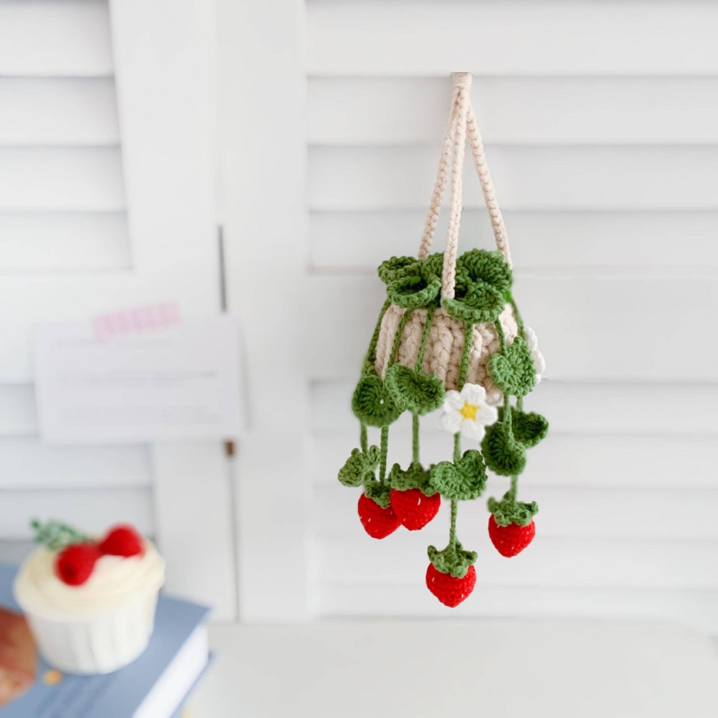 Crochet Car Plant Hanging, Cute Plant Crochet Decoration Car