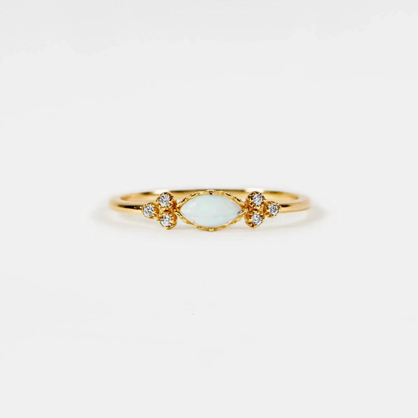 Dainty Marquise Opal Stacking Ring in 925 Sterling Silver
