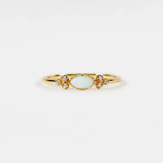 Dainty Marquise Opal Stacking Ring in 925 Sterling Silver
