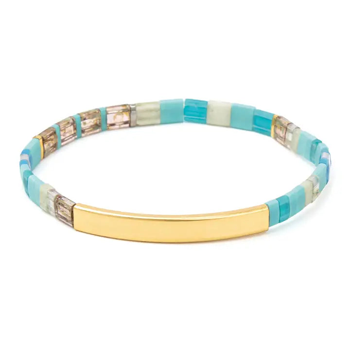 Good Karma Miyuki Bracelet - Just Breathe Tonal Turquoise/Gold