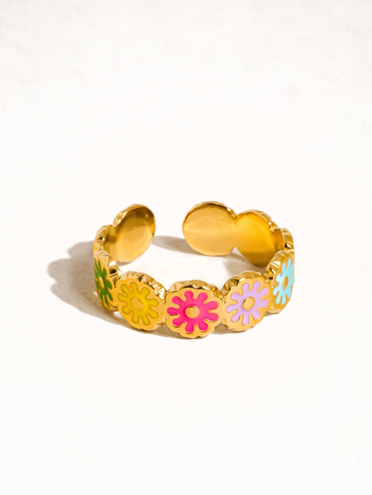 Marbella 18K Gold Non-Tarnish Floral Patterned Ring