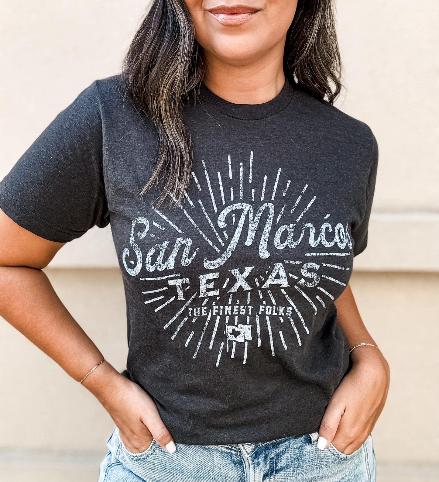 San Marcos Texas CHARCOAL Distressed Graphic Tee