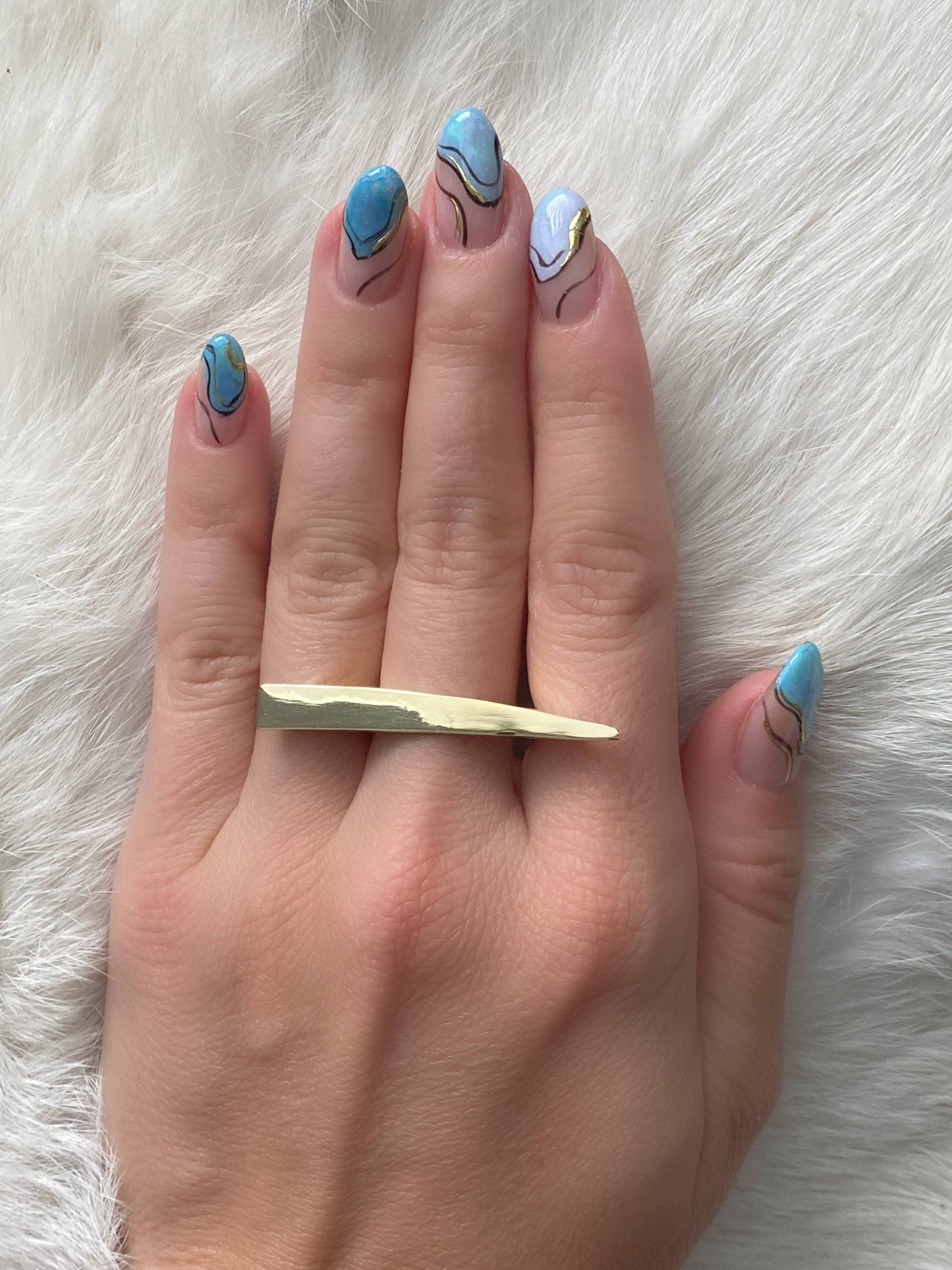 Brass Cross Finger Bar Ring