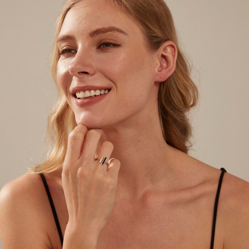 Mother Of Pearl Agate Statement Ring in 925 Sterling Silver