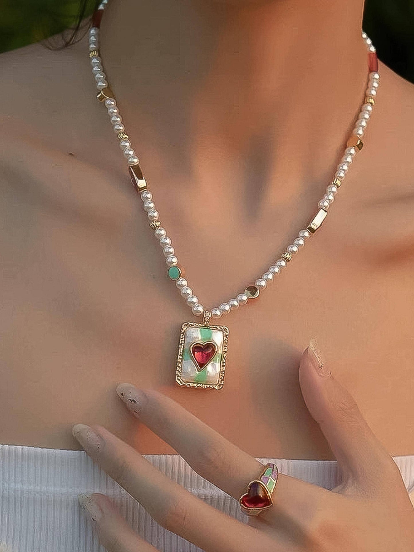 Clementine 18K Gold Vintage Pearl Heart Necklace