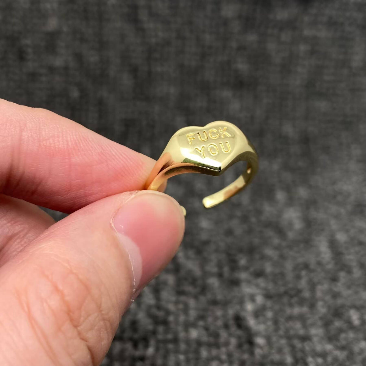"F*ck You" Heart Ring | 18K Gold Plated, Adjustable