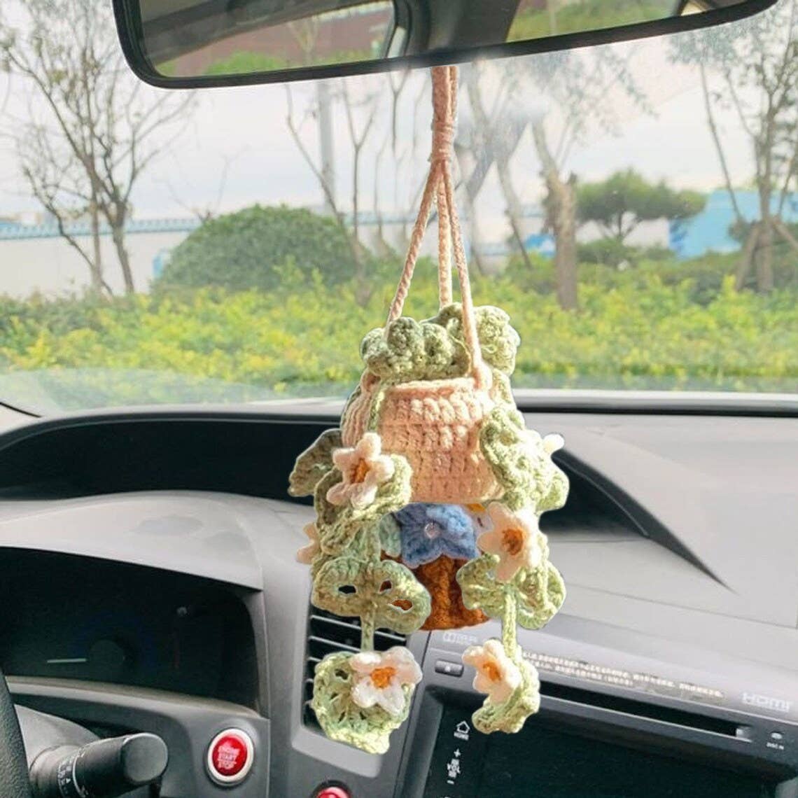 Crochet Daisy Plant, Crochet Succulent Plant Car Hanging