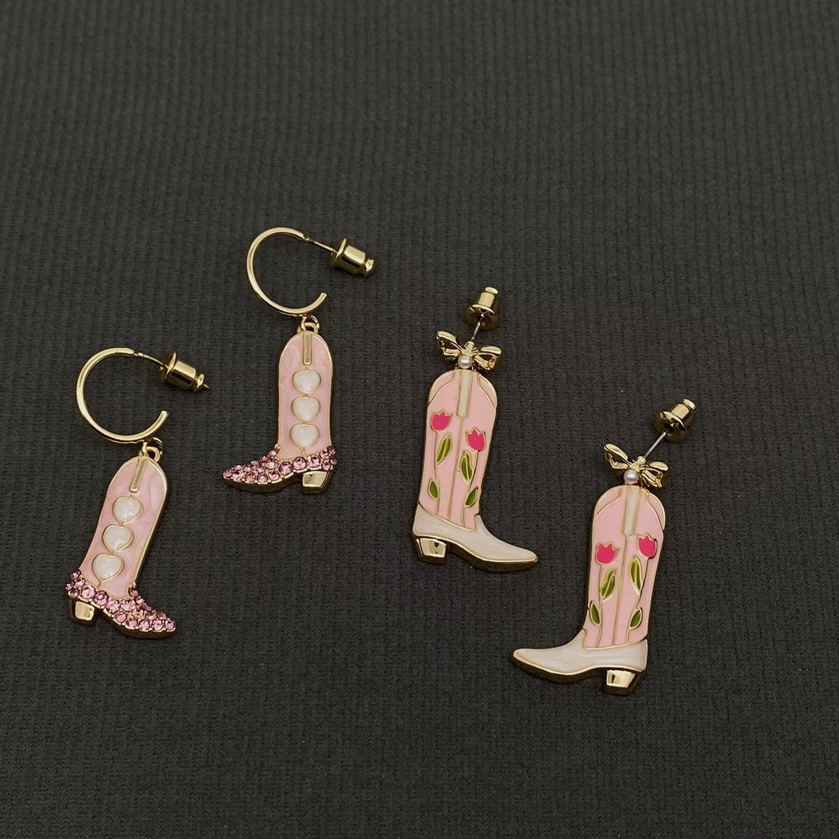 Western Enamel Boot Charm Post Earrings