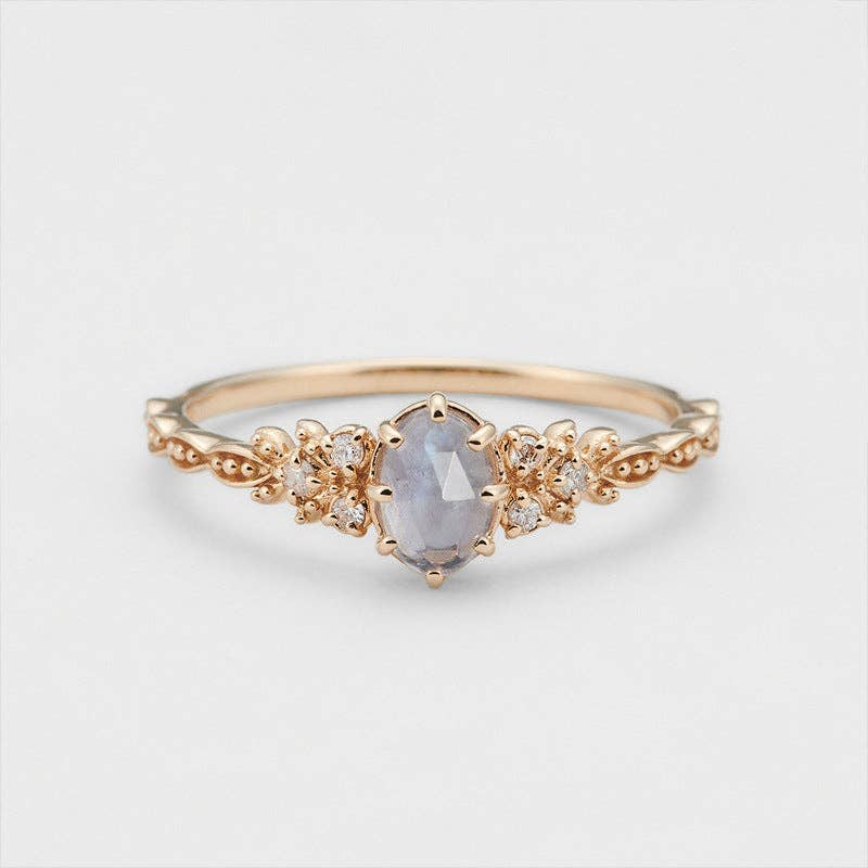 Labradorite Olive Tree Leaf Ring in 925 Sterling Silver