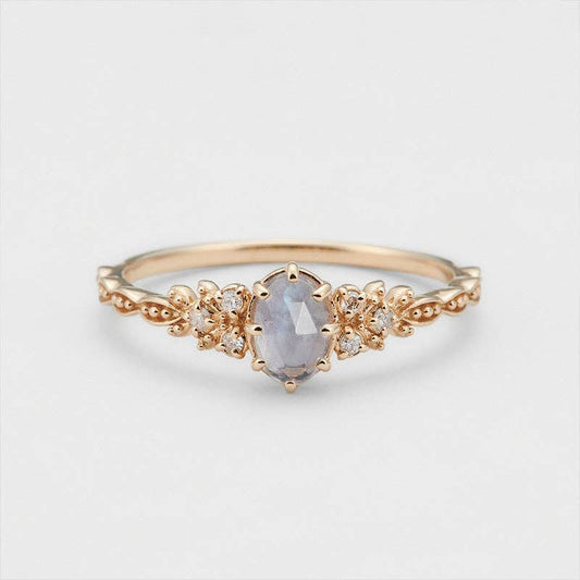 Labradorite Olive Tree Leaf Ring in 925 Sterling Silver