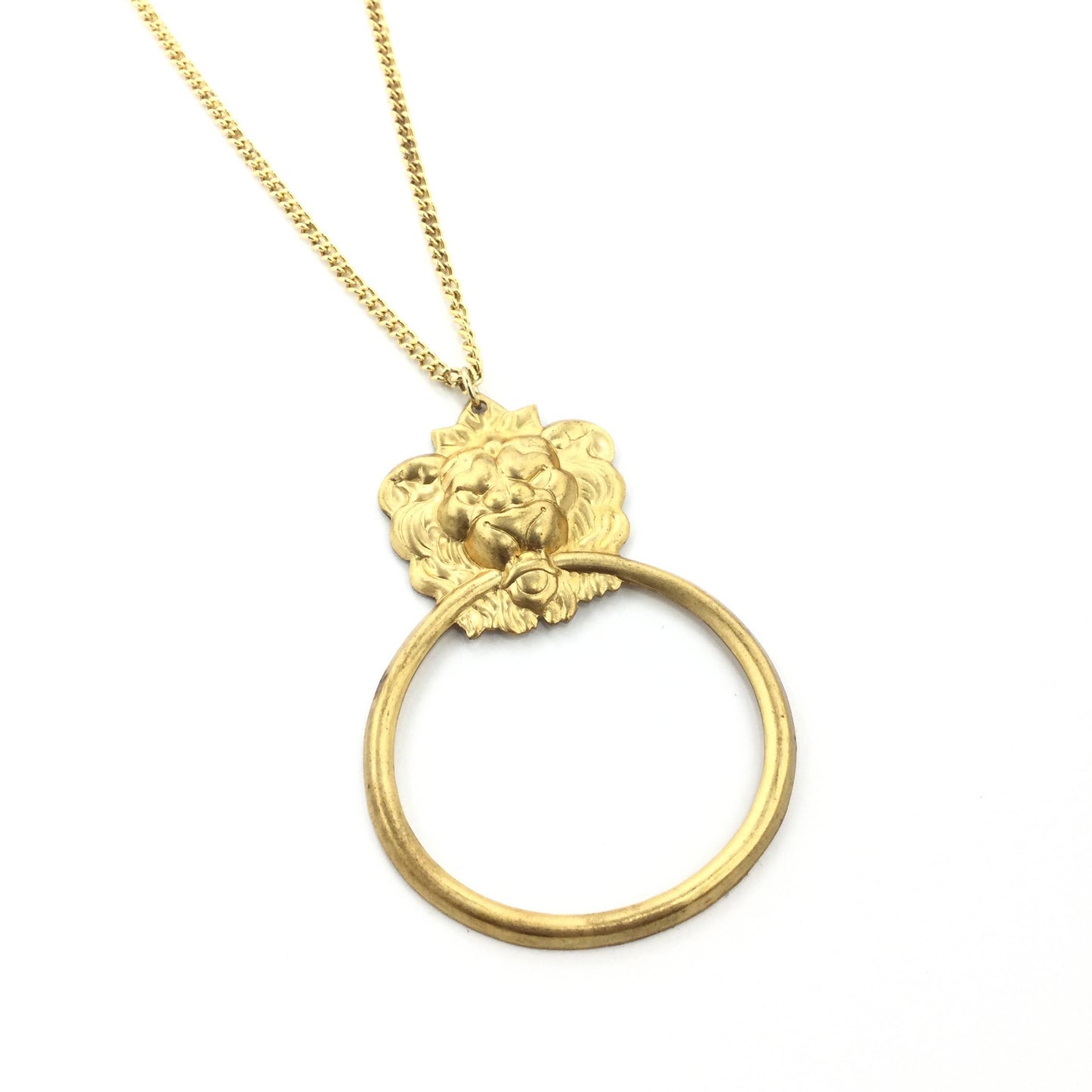 Gold Lion Hoop Pendant