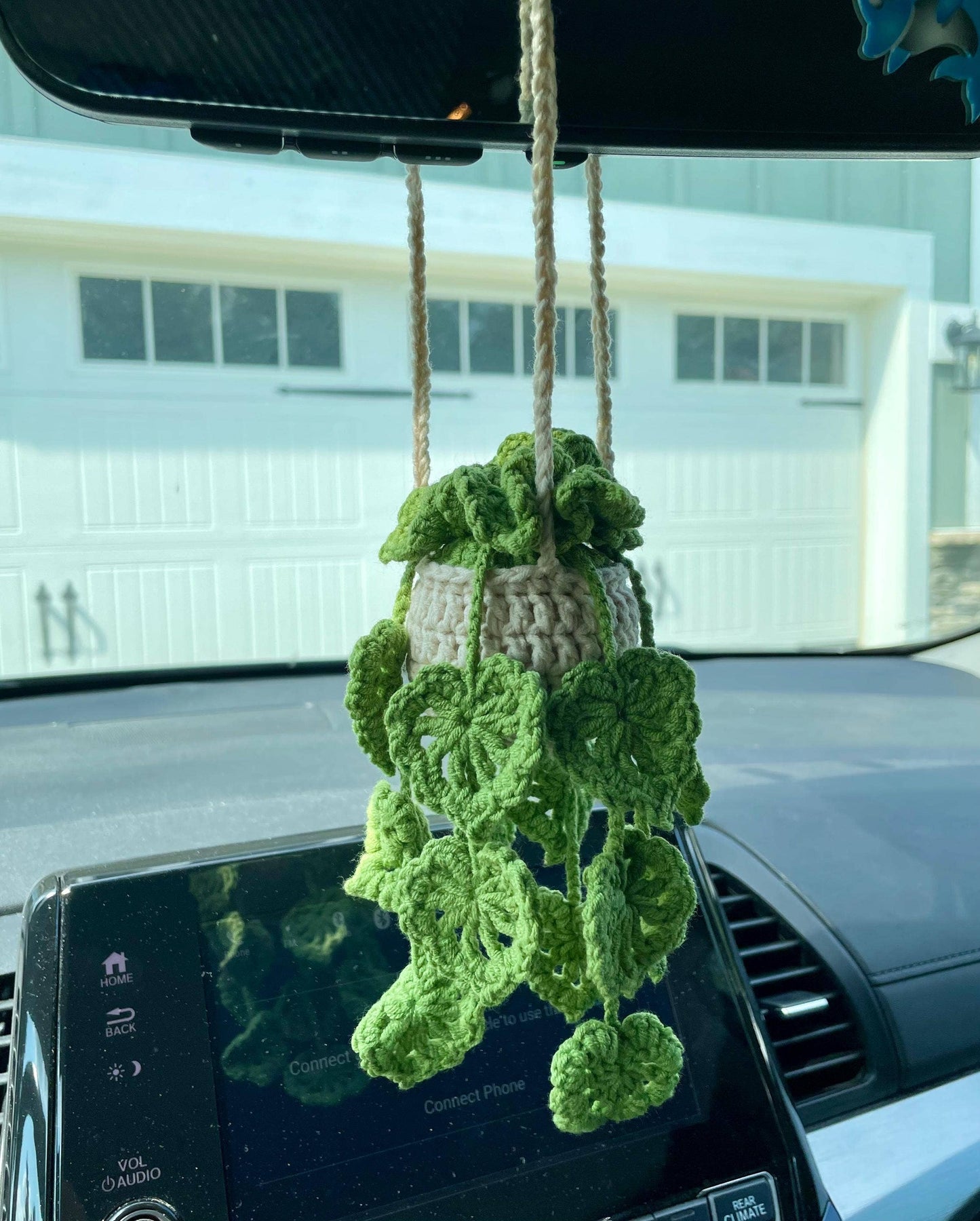 Crochet Monstera Car Hanging Plant, Rearview Mirror Plant