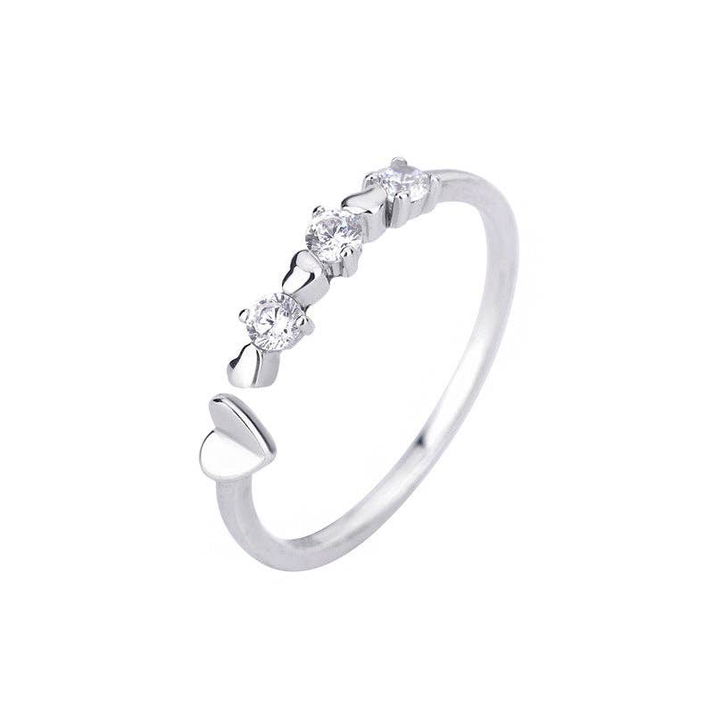 Dainty Open Heart Stacking Ring in 925 Sterling Silver
