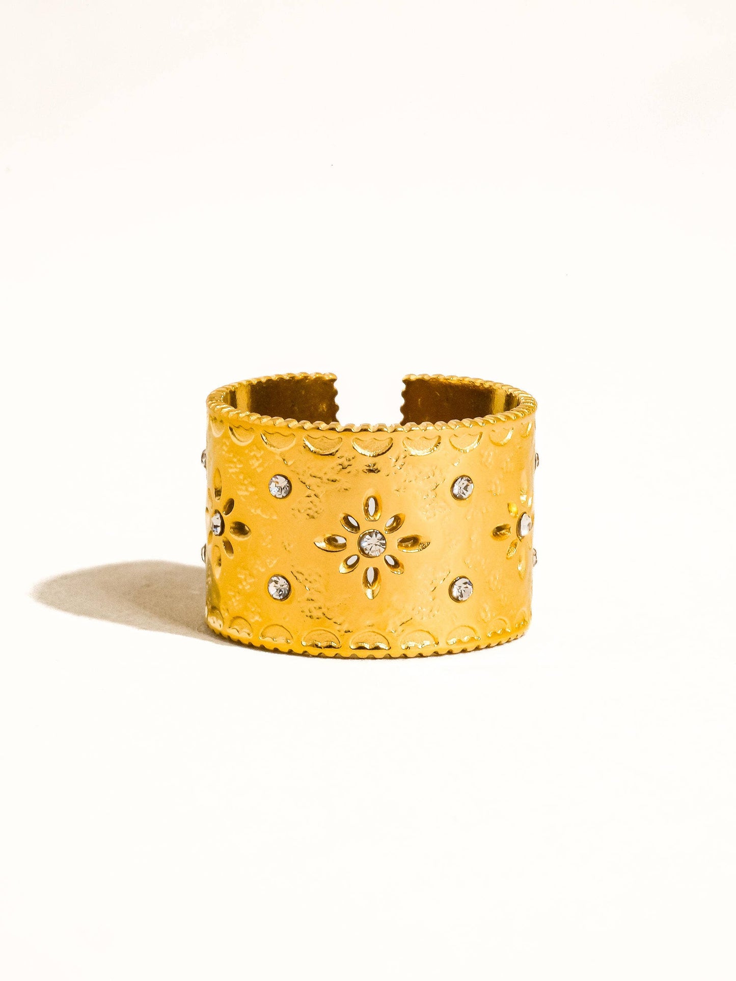 Raya 18K Non-Tarnish Vintage Rhinestone Band Ring