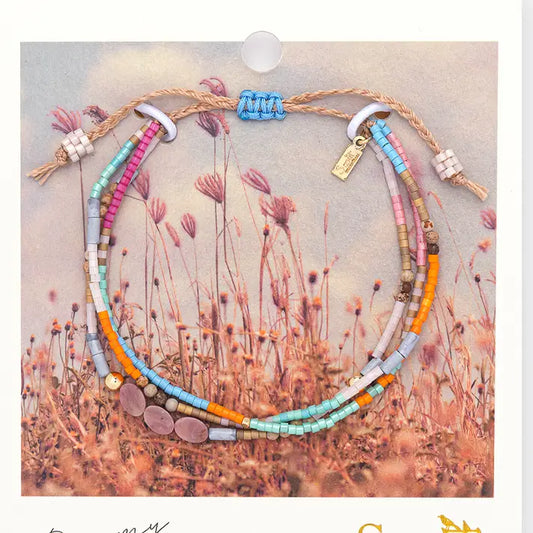 Mixed Media Bracelet - Love/Rhodochrosite/Gold