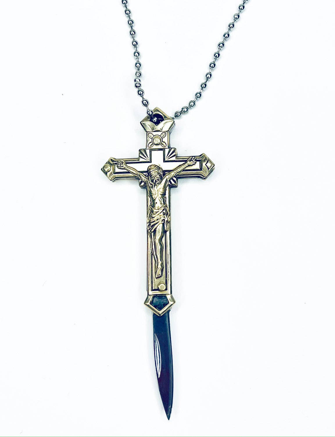 Jesus Religious Cross Switchblade Necklaces