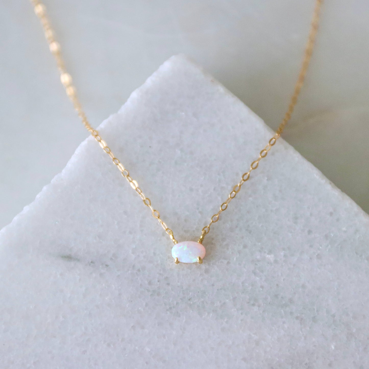 Mini Oval Opal Necklace