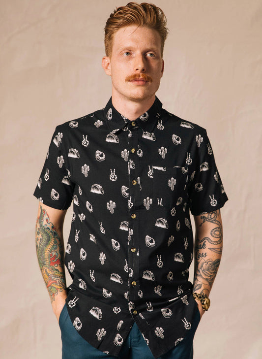 No Problemo Cactus Tacos Casual Button Down Shirt Men Women