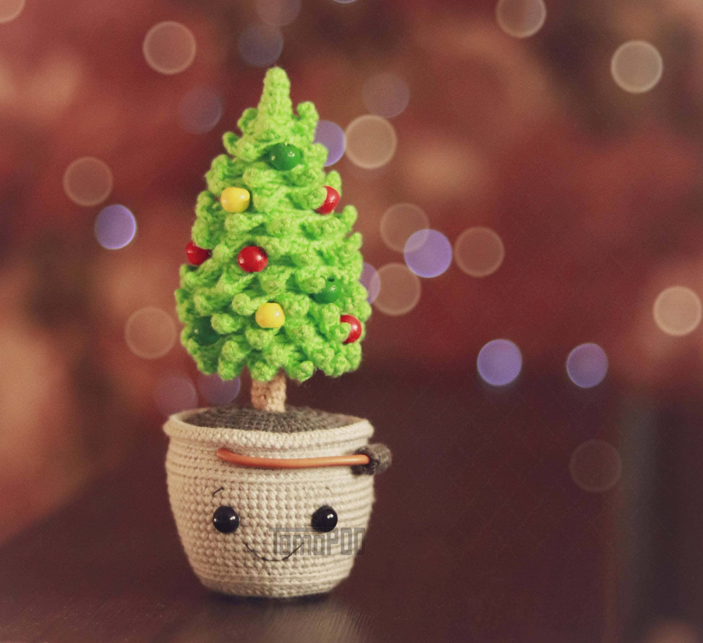 Crochet Christmas Tree in a pot, Holiday Home Table Decor
