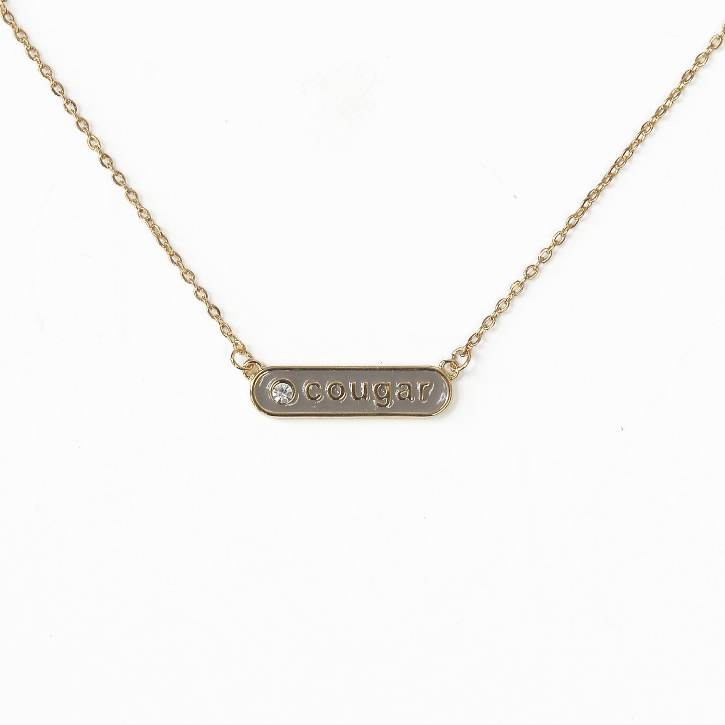 Cougar Enamel Gold Necklace