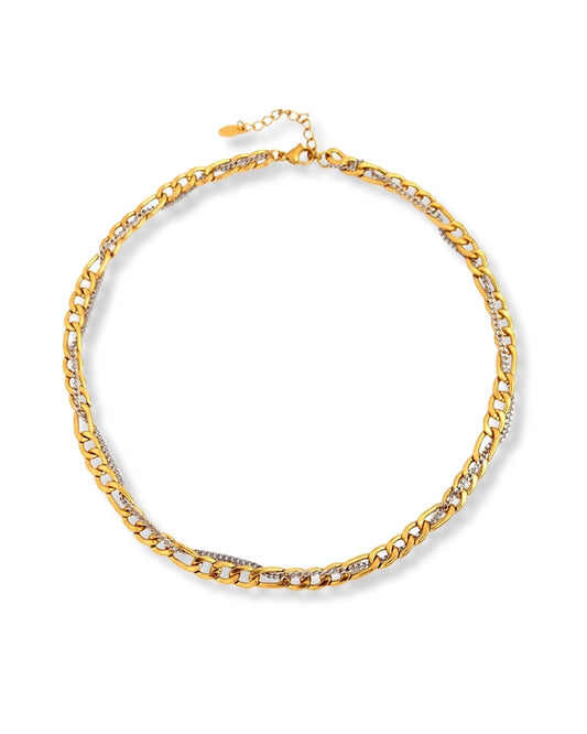 Cuban Double Link Mixed Metal Necklace - Waterproof