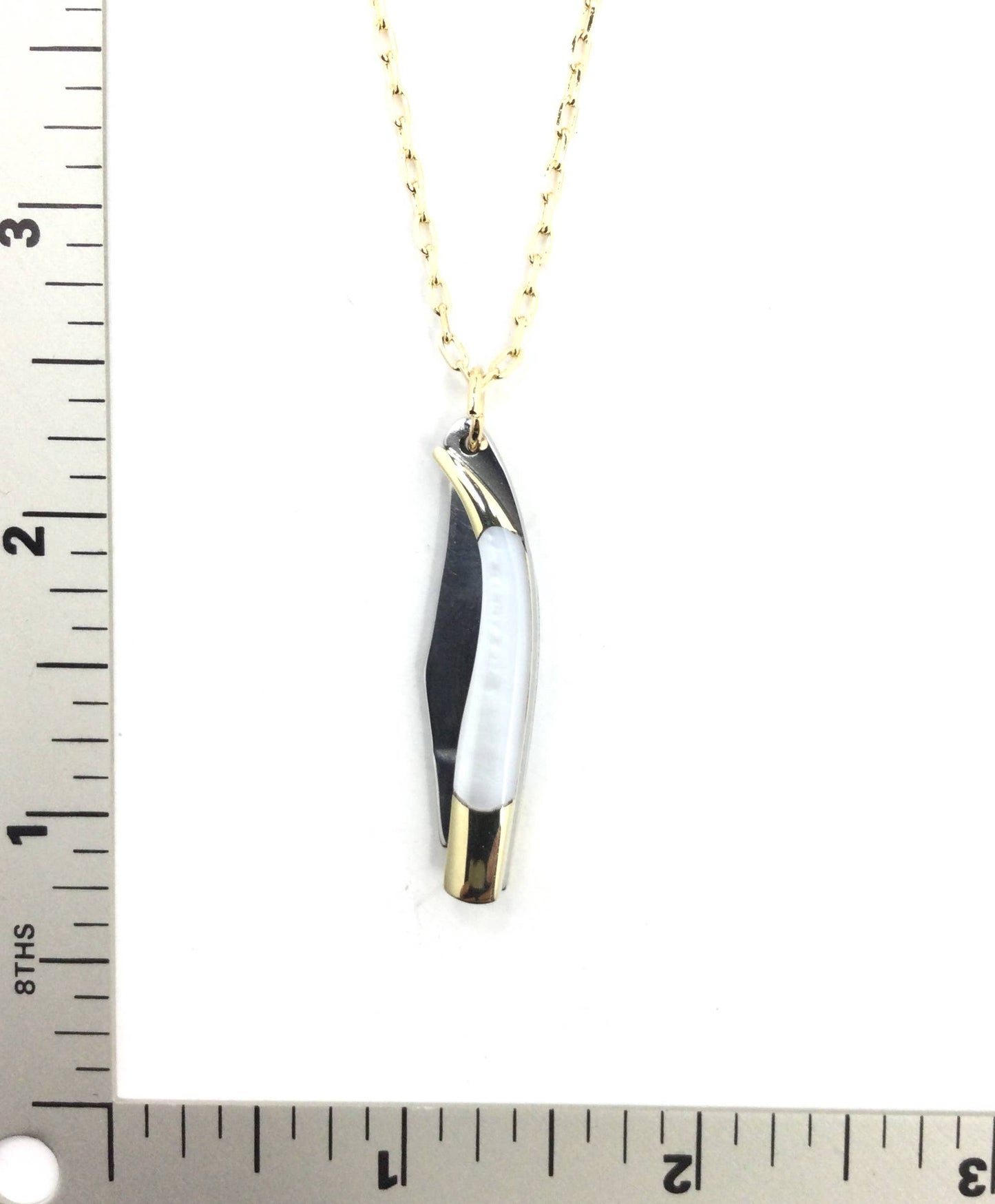 Pearl-Handled Folding Knife Necklace